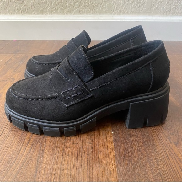 ASOS Sloane Y2K Chunky Lug Sole Preppy Collegiate Penny Mid Heeled Loafer SZ 7W - Picture 8 of 16
